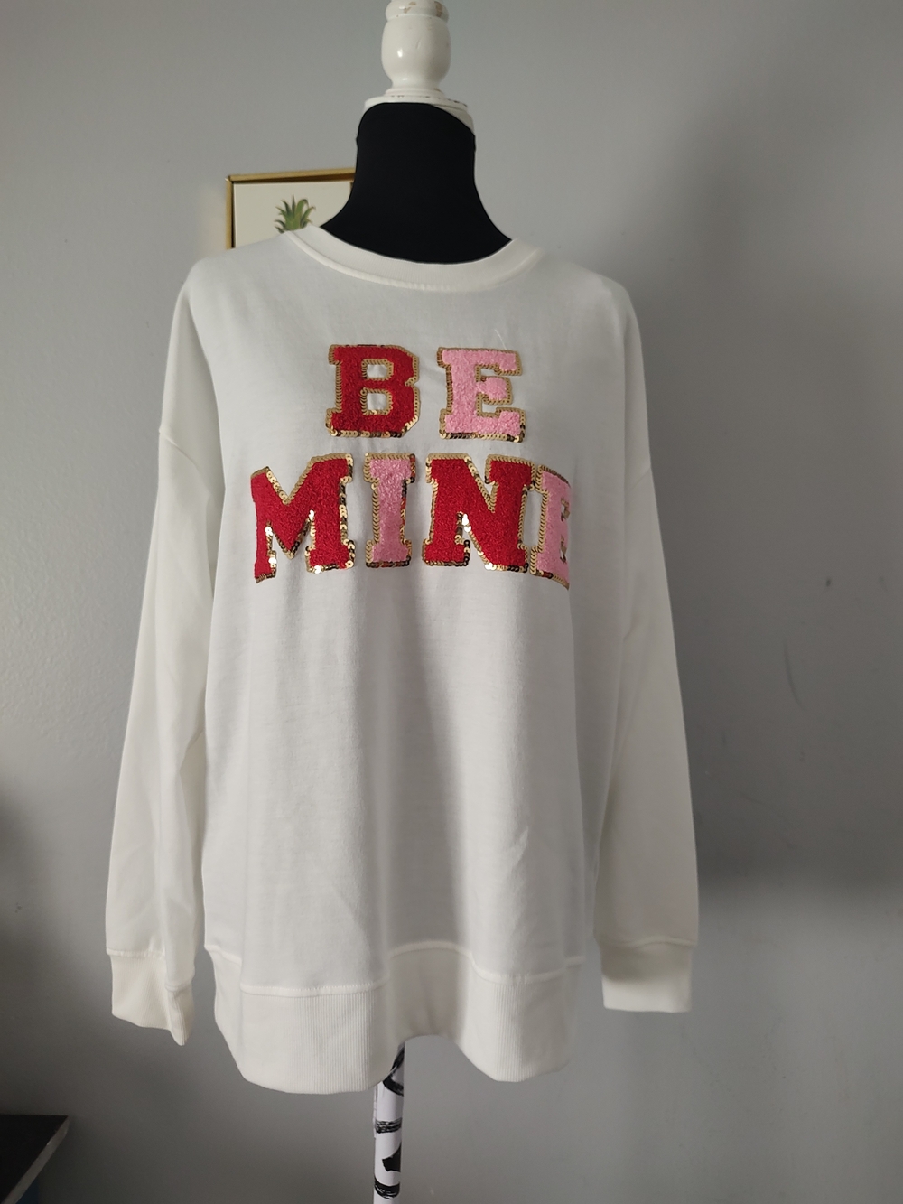 Philosophy White 'BE MINE' Embellished Crewneck Sweatshirt